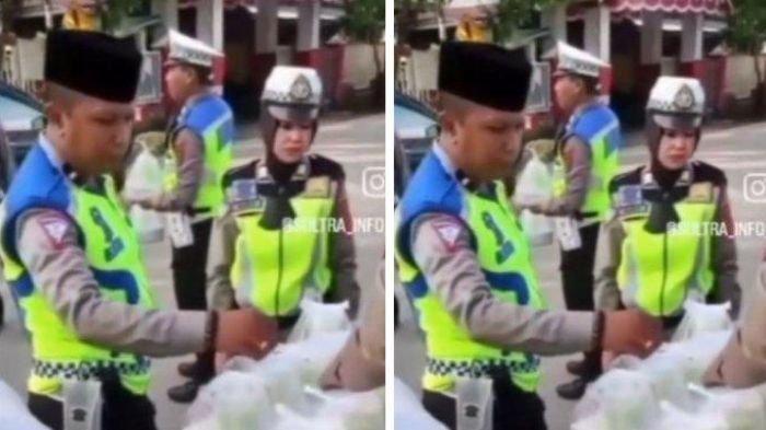 VIRAL Polisi Berseragam Bagi-bagi Takjil Tapi Sepi Peminat, Dikira Razia, tak Ada yang Mau Lewat