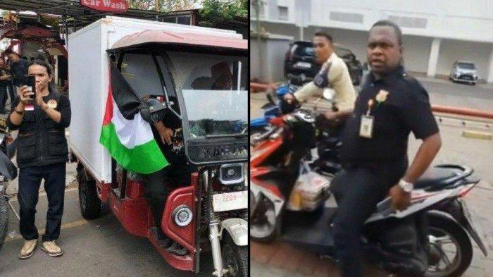 VIRAL Satpam Copot Bendera Palestina Pilik Pemotor, Cekcok hingga Digeruduk Massa, Kini Minta Maaf