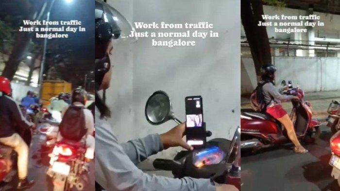 VIRAL Wanita Ikut Rapat Online Sambil Berkendara Motor, Pandangan Fokus ke Hp, Langsung Tuai Kritik