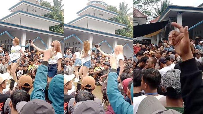 VIRAL Warga Asyik Berjoget Dangdut di Halaman Musala, Dihibur 3 Biduan Pakai Rok Mini