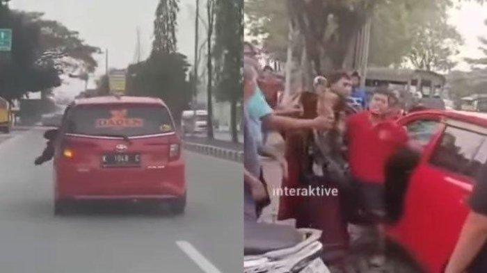 Sebuah video menampilkan seorang polisi tersangkut di kap mobil dan terseret hingga 500 meter. Video tersebut terekam seorang pengemudi di Kudus