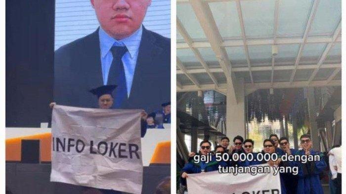 Viral Wisudawan Bentangkan Banner 'Info Loker' di Atas Panggung, Minta Gaji Rp50 Juta dan Tunjangan