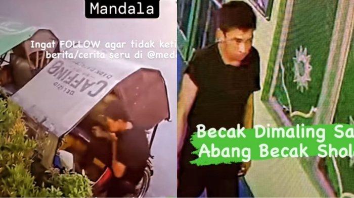 Viral maling curi becak jamaah yang tengah Salat Maghrib di Masjid Taqwa yang berlokasi di Mandala, Kota Medan pada Kamis (9/5/2024).