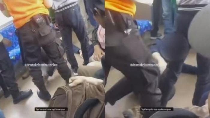 Viral penumpang disebut kesurupan di dalam kereta rel listrik (KRL) rute Rangkasbitung-Tanah Abang pada Rabu (3/1/2024).