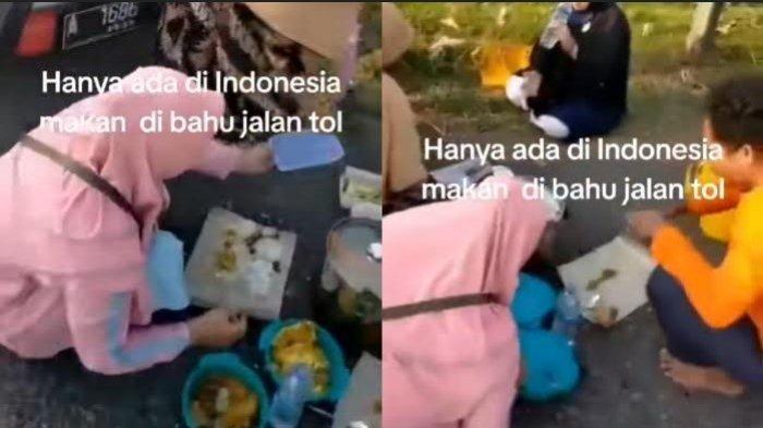 Viral satu keluarga asyik makan bak sedang piknik di Jalan Tol Cipali, Jawa Barat