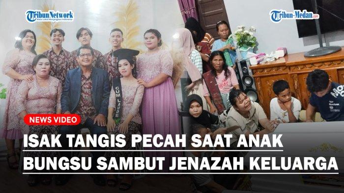 Isak tangis sambut kedatangan 6 jenazah korban kecelakaan dan tabrakan kereta api di Desa Sumberjo Kecamatan Pagar Merbau Kabupaten Deli Serdang Minggu, (21/7/2024).