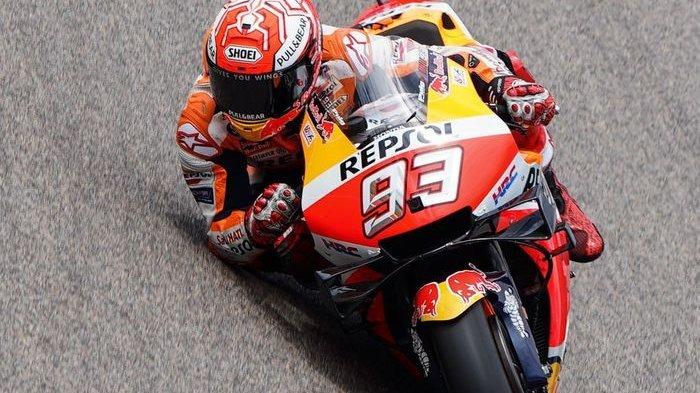 Aksi Marc Marquez (Repsol Honda) kala tampil pada sesi latihan bebas MotoGP Jerman 2019, Jumat (5/7/2019)