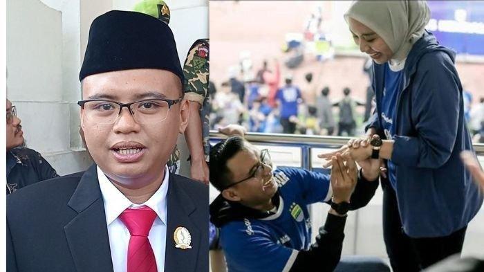 DILAMAR - (kanan) Maula Akbar Mulyadi Putra, anggota DPRD Jawa Barat yang juga anak Gubernur Jawa Barat Dedi Mulyadi, melamar Wakil Bupati Garut Putri Karlina, Jumat (9/5/2025). Maula Akbar dilantik menjadi anggota DPRD Jabar periode 2024-2029 di Gedung Merdeka, Kota Bandung, Senin (2/9/2024).