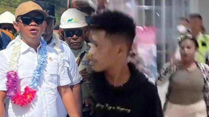 Detik-detik Menteri Energi dan Sumber Daya Mineral (ESDM), Bahlil Lahadalia, kabur lewat pintu belakang bandara setelah mendarat di Bandara DEO Sorong, Papua, Sabtu (7/05/2025). Bahlil kabur setelah diadang massa yang menolak tambang di wilayah Raja Ampat, Papua Barat Daya. (Kolase Foto Tribun Sorong)