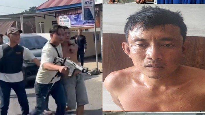 BANDAR SABU PERINTAHKAN ANAK BUAH SERANG POLISI: Tim Gabungan Polda Sumse saat menangkap seorang pria bernama Marzuki. Ia merupakan salah satu pelaku dari puluhan orang yang melakukan penyerangan terhadao 5 anggota polisi yang seddang melakukan patroli di Kabupaten Empat Lawang. (Tribunnews.com)