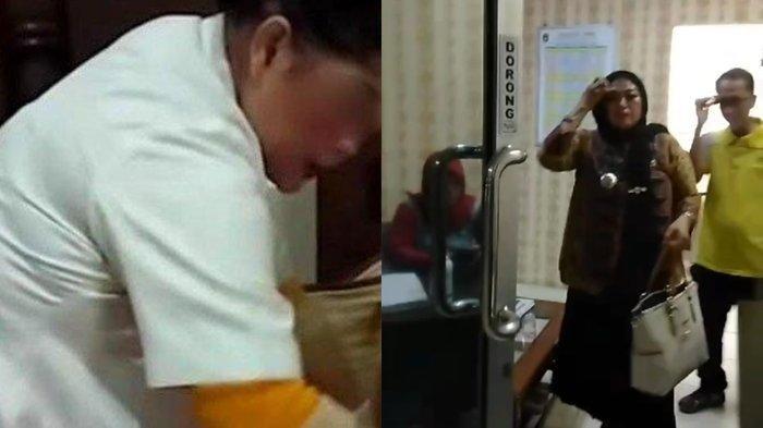 Bidan Zainab ketika keluar dari ruang Inspektorat Pemkot Prabumulih, Jumat (3/5/2024).