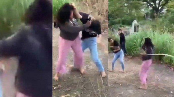 Viral detik-detik dua remaja wanita duel maut pakai senjata tajam hingga berdarah.