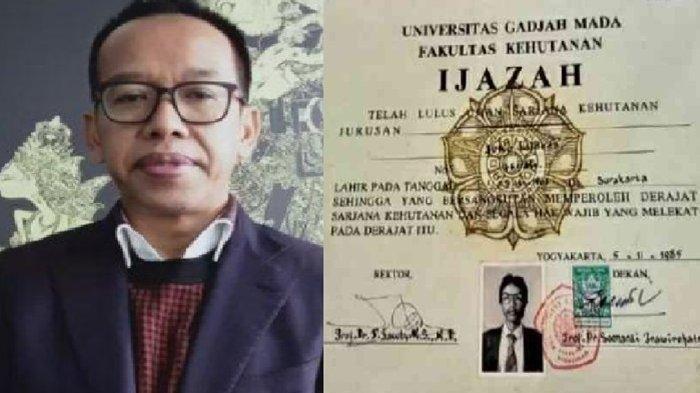 POLEMIK IJAZAH JOKOWI -- (kiri) Sepupu kandung Jokowi, Dumatno Budi Utomo // (kanan) Ijazah Jokowi || Polemik ijazah Jokowi masih terus bergulir, diduga foto di ijazah tersebut adalah Dumatno Budi Utomo, bukan Jokowi