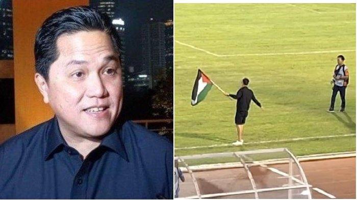 Ketum PSSI Erick Thohir dan bendera Palestina berkibar di Persiraja