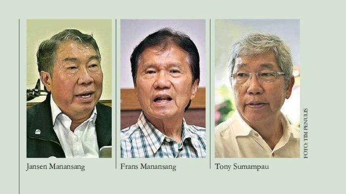PENDIRI TAMAN SAFARI - Dari kiri ke kanan: Jansen Manansang, Frans Manansang, Tony Sumampau yang merupakan anak Hari Manansang. Mereka adalah pendiri Taman Safari Indonesia. Foto diambil dari Buku Tiga Macan Safari yang diterbitkan Gramedia Pustaka Utama pada 2 Desember 2019. Sejarah Hadi Manansang dan tiga anaknya mendirikan sirkus OCI dan Taman Safari Indonesia, bermula dari ngamen di lapangan hingga sekolah.