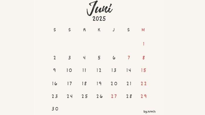 ILUSTRASI- Kalender Juni 2025 yang memiliki sejumlah hari libur nasional.