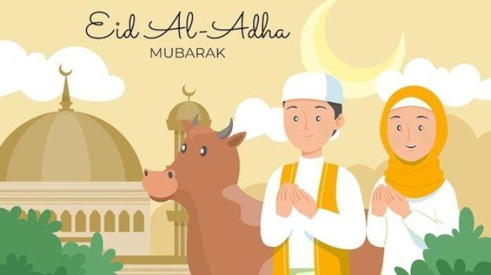 KARTUN- Ilustrasi ucapan selamat Idul Adha dalam bentuk kartun.
