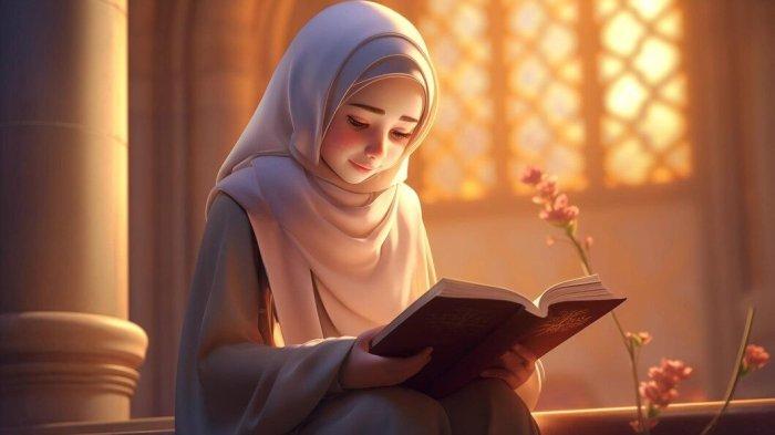 BACA ALQURAN- Ilustrasi seorang wanita muslim saat membaca Alquran. Diketahui, pada 17 Ramadhan merupakan malam Nuzulul Quran, peristiwa turunnya Alquran.