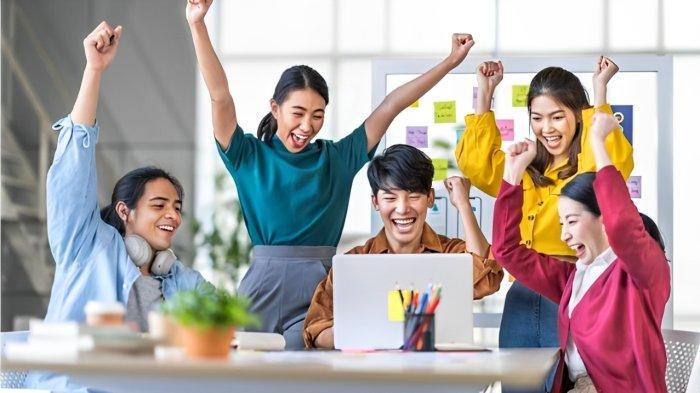 BEASISWA- Ilustrasi sejumlah mahasiswa/i kegirangan saat mendapatkan beasiswa ke luar negeri.