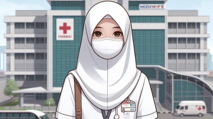 BIDAN- Ilustrasi seorang bidan wanita yang menggunakan pakaian dinas saat bekerja,