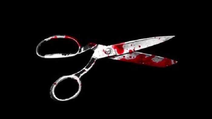 Ilustrasi tusuk dengan gunting