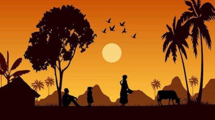 KELUARGA KECIL- Ilustrasi sebuah keluarga kecil yang tinggal di perdesaan.