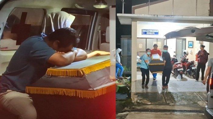 PILU - Potret pilu saat jenazah mahasiswi UGM keluar dari Rumah sakit RSUD Dr Sayidiman Minggu, (13/4/2025). Ayah dari korban Sheila Amalia Cristianti mahasiswi UGM ini menangisi peti jenazah putri kandungnya yang dilaporkan hilang jelang Lebaran.