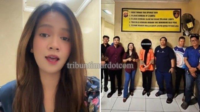 LOVE SCAMMING -- Potret Kani Dwi Haryani (kiri) dan potret penangkapan penipu inisial MS, diambil Tribun-Timur.com dari akun TikTok @kanikatoo. Kani Dwi Haryani kena tipu MS yang ngaku pilot. (Kolase Tribun-Timur.com)