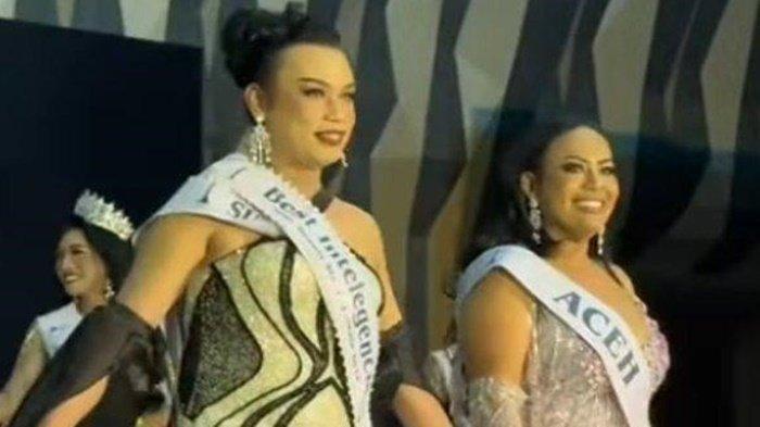 Viral video memperlihatkan kontes kecantikan waria, dalam video tersbeut waria berselendang tulisan nama Aceh memenangi kontestasi.