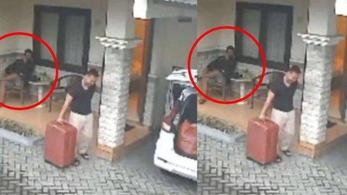 PEMBUNUHAN USWATUN KHASANAH. Rohmat Tri Hartanto (RTH) alias Antok (33) tampak tersenyum saat membawa koper merah berisi jasad Uswatun Khasanah menuju mobil. Momen ini terekam CCTV hotel di Kediri, Jawa Timur, Senin (21/1/2025) pagi. Sosok yang santai main ponsel menjadi sorotan