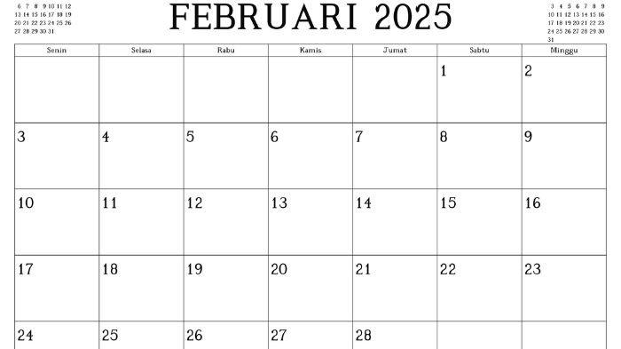 Kalender Februari 2025