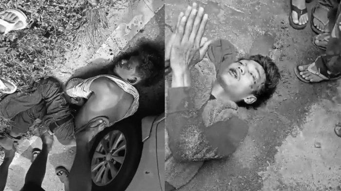JAMBRET DIAMUK MASSA - Dua pelaku jambret di Jalan Sisingamangaraja, Kelurahan Bane, Kecamatan Siantar Utara, Kota Pematangsiantar, terkapar di jalanan usai diamuk massa, Senin (9/6/2025). Aksi kedua pelaku menewaskan seorang perempuan muda bernama Rindy Liviani (20) yang sedang mencari kerja.
