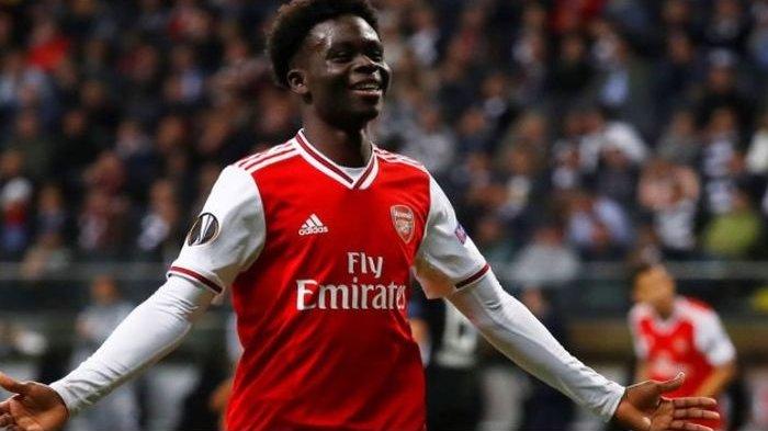 Pemain sayap Arsenal Bukayo Saka 