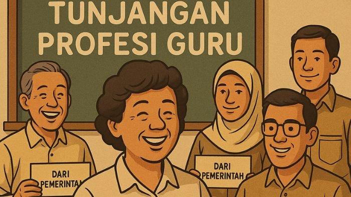 PENCAIRAN TPG- Ilustrasi pencairan Tunjangan Profesi Guru atau TPG. Ilustrasi ini dibuat menggunakan aplikasi kecerdasan buatan atau AI, Senin (23/6/2025).