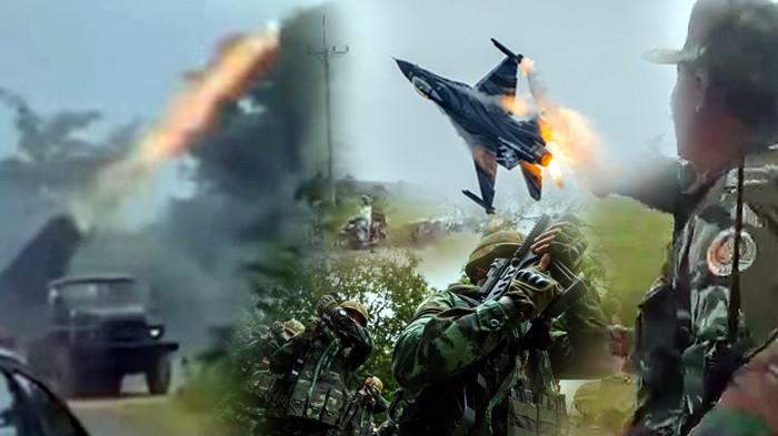 PERANG KAMBOJA-THAILAND: Tentara Kamboja memantau evakuasi warga di sepanjang perbatasan Kamboja-Thailand setelah pasukan Kamboja dan Thailand saling tembak di Provinsi Preah Vihear pada Kamis (24/7/2025) waktu setempat. Tentara Thailand mengatakan tiga warga sipil terluka dalam serangan roket Kamboja pada 24 Juli 2025. (KOLASE STR via AFP/KOMPAS.COM)