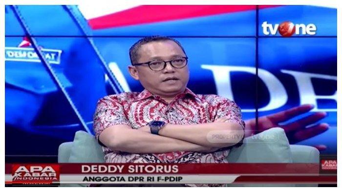 Politisi PDI Perjuangan Deddy Sitorus dalam kanal YouTube Apa Kabar Indonesia tvOne, Jumat (12/2/2021). (YouTube/Apa Kabar Indonesia tvOne)