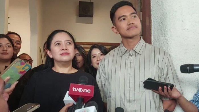 Ketua DPP Partai Demokrasi Indonesia Perjuangan (PDI-P) Puan Maharani dan Ketua Umum Partai Solidaritas Indonesia (PSI) Kaesang Pangarep di Ombe Kofie, Menteng, Jakarta, Kamis (5/10/2023). (KOMPAS.com/Rahel)