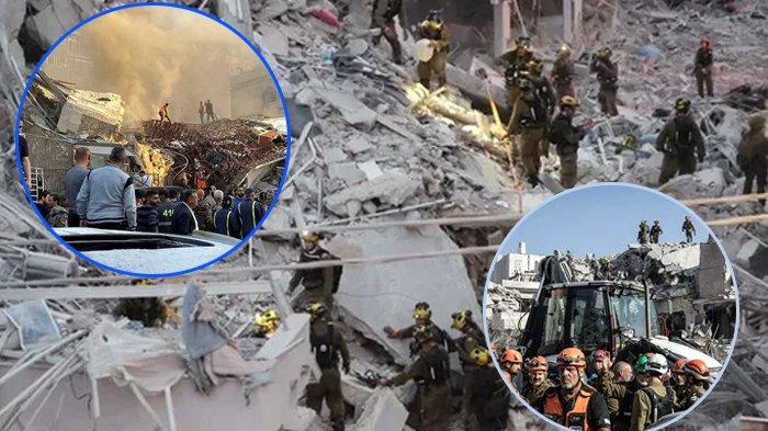 Warga Israel terkejut saat rudal Iran mengenai lokasi mereka di pelabuhan Haifa, Senin (16/6/2025) waktu setempat. Pelabuhan Haifa terletak di kota Haifa, Israel utara. (aljazeera)