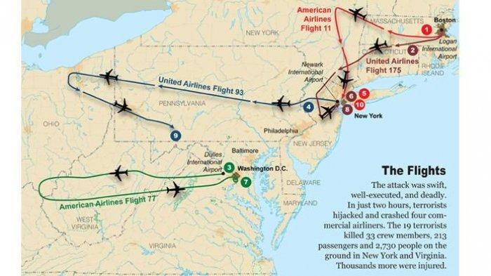 Peta serangan 11 September 2001.