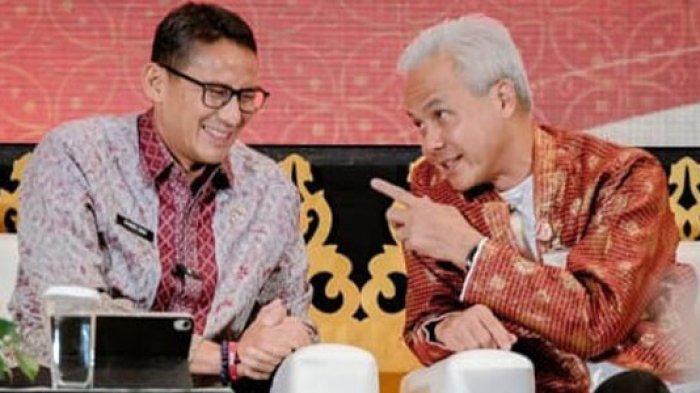 Sandiaga Uno mengguggah foto bersama Ganjar Prabowo di akun Instagram miliknya @sandiuno, Kamis (27/4/2023).