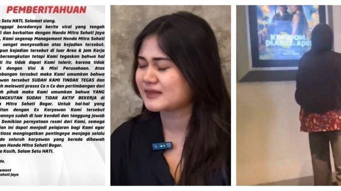 Seorang perempuan dipecat tempat kerjanya buntut viralnya kasus menertawai seorang ibu-ibu di bioskop.