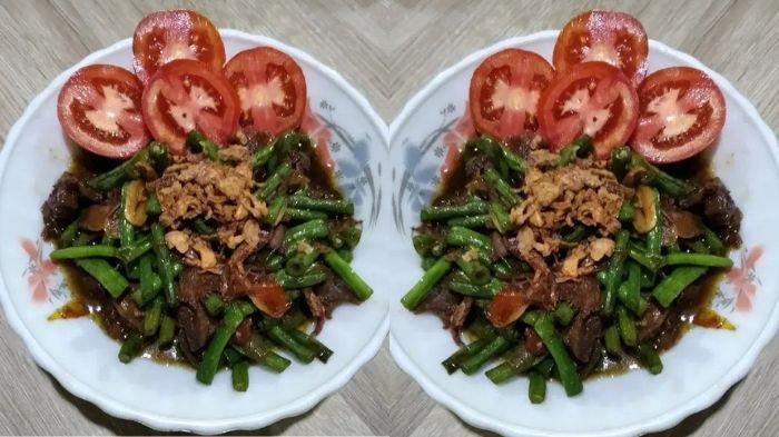 Resep tumis kambing kacang panjang.