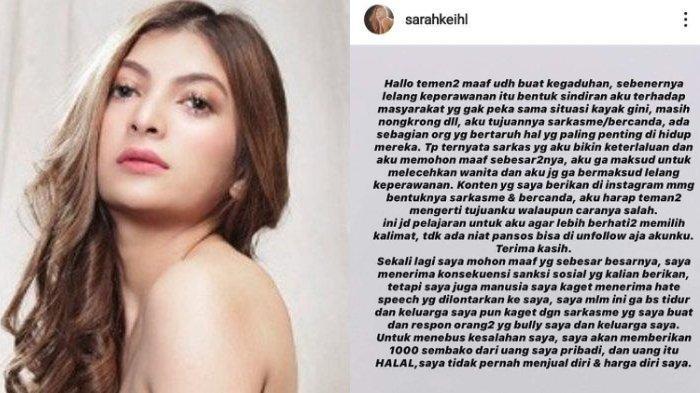Viral Sarah Keihl Minta Maaf Klarifikasi Lelang Keperawanan, Netizen Makin Membully