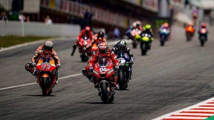 Aksi pembalap Mission Winnow Ducati, Andrea Dovizioso pada MotoGP Catalunya 2019, Minggu (16/6/2019).