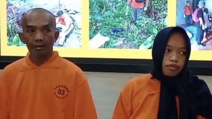 TAMPANG PELAKU MUTILASI: Tampang Cahya (53) dan Yanti (34), ayah dan anak, pelaku mutilasi di Desa Cibanteng, Kecamatan Sukaresmi, Kabupaten Cianjur, Senin (19/5/2025). Korbannya merupakan istri Cahya yang tak lain ibunya Yanti, serta anak Yanti.
