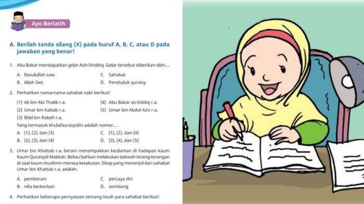 Ilustrasi kunci jawaban PAI kelas 5 SD halaman 248 semester 1 Kurikulum Merdeka, soal pilihan ganda Ayo Berlatih Bab 10.