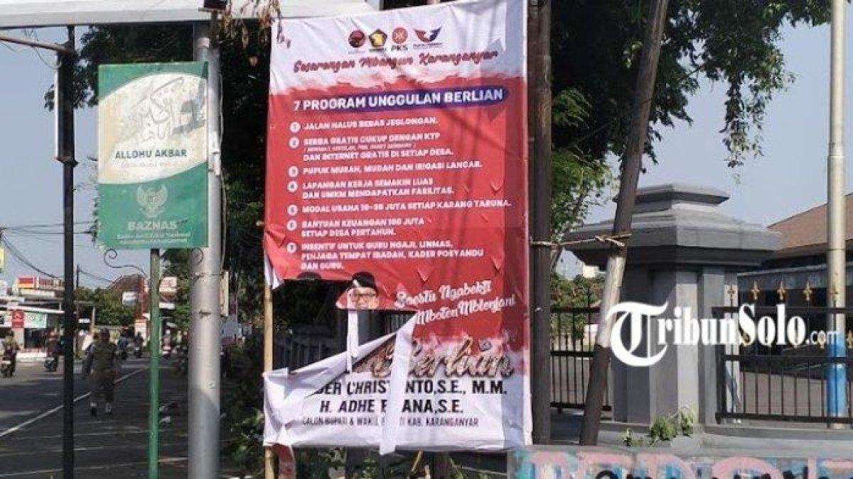APK paslon Pilkada Karanganyar 2024 yang dirusak oleh Sutarman