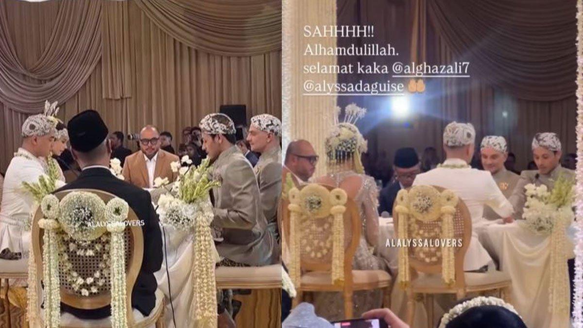 PERNIKAHAN AL GHAZALI - Adik Alyssa Daguise, Andhika Daguise menggantikan peran sang ayah sebagai wali nikah sang kakak, lantaran Richard Vincent Daguise non muslim. Foto tangkapan layar dari unggahan video fanbase Al Ghazali dan Alyssa Daguise.
