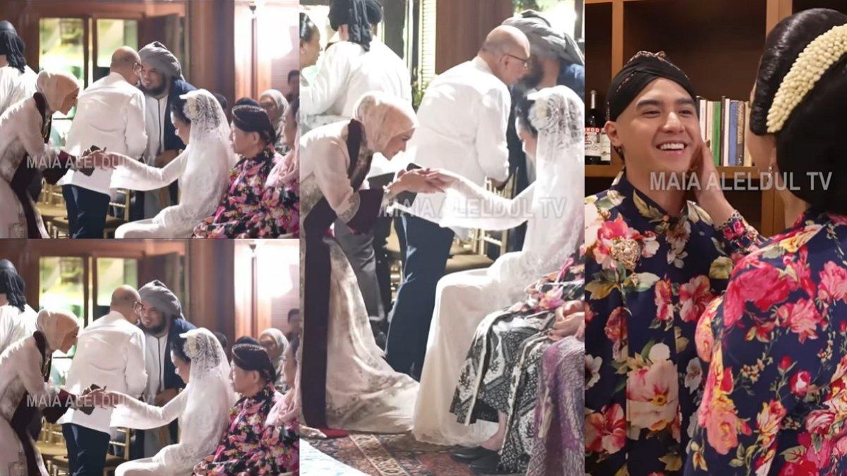 PERNIKAHAN AL GHAZALI - Kolase foto momen Mulan dan Maia akur di pernikahan Al diambil dari Instagram @maiaestiantyreal. Ajakan salaman Mulan Jameela disambut dengan baik oleh Maia Estianty