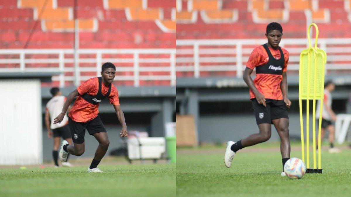 Aksi Hugo Samir saat latihan.